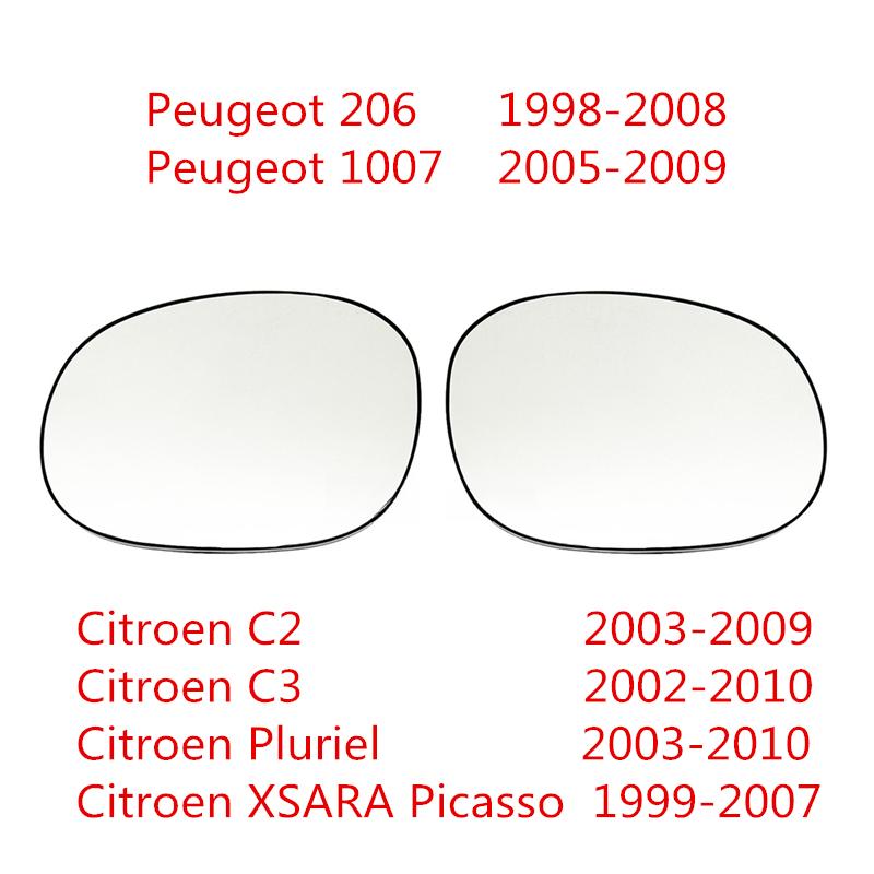 Side Mirror Glass For Peugeot 206 1007 Citroen C2 C3 Pluriel XSARA Picasso HD Heated Rearview Mirror Lens Automotive Accessories