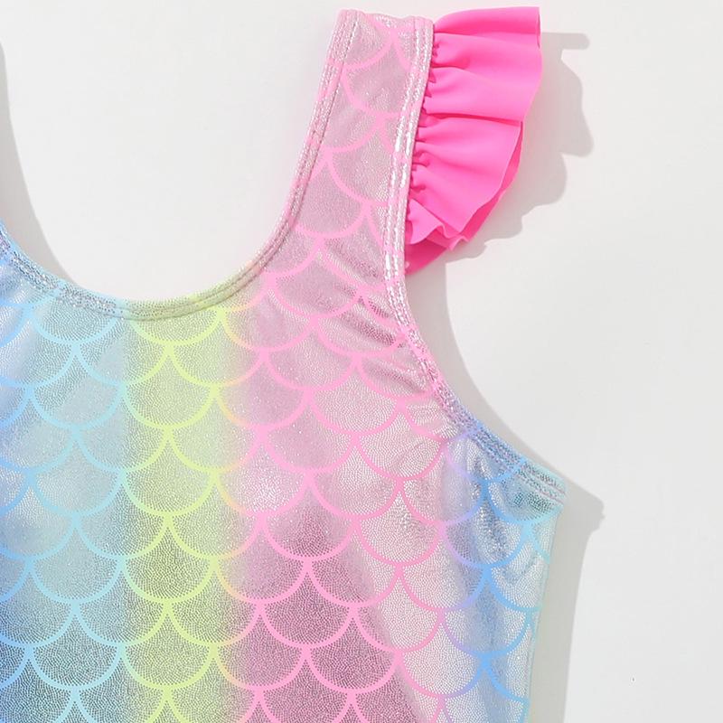 Новый детский купальник-русалка с оборками и открытыми плечами