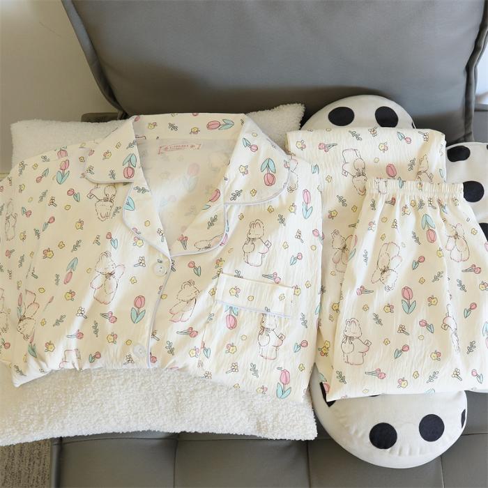 Print Cute Panda Women's Pajamas Set Autumn Spring Sleepwear Long Sleeve Tops and Pants Pajama 2 Piece Suit Nightwear Loungewear