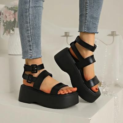 2025 Летние женские босоножки с открытым носком, модные, с пряжкой на ремне, новые, большие размеры, повседневные, удобные, бестселлер, сандалии на платформе, Zapatos