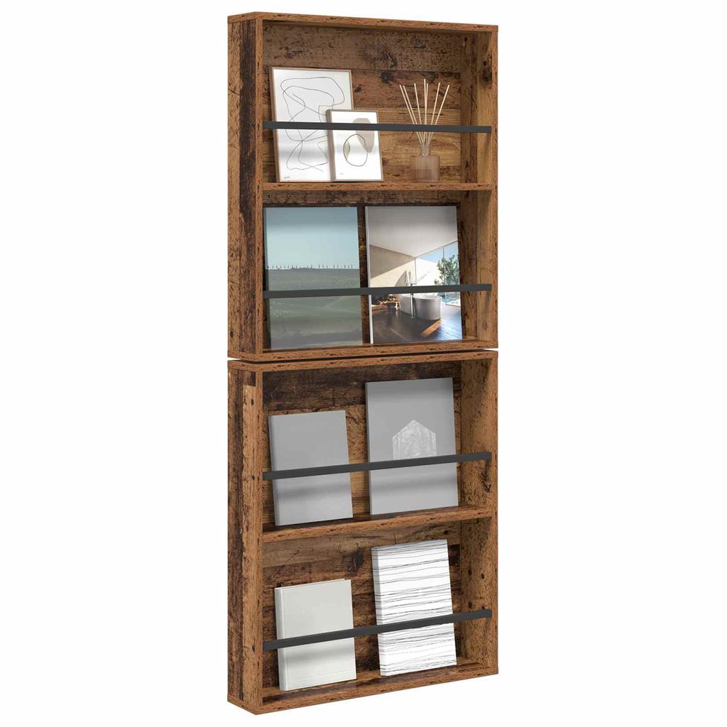 Magazine Shelf 2 pcs Reclaimed Wood Look 60 x 12 x 70 cm Engineered Wood