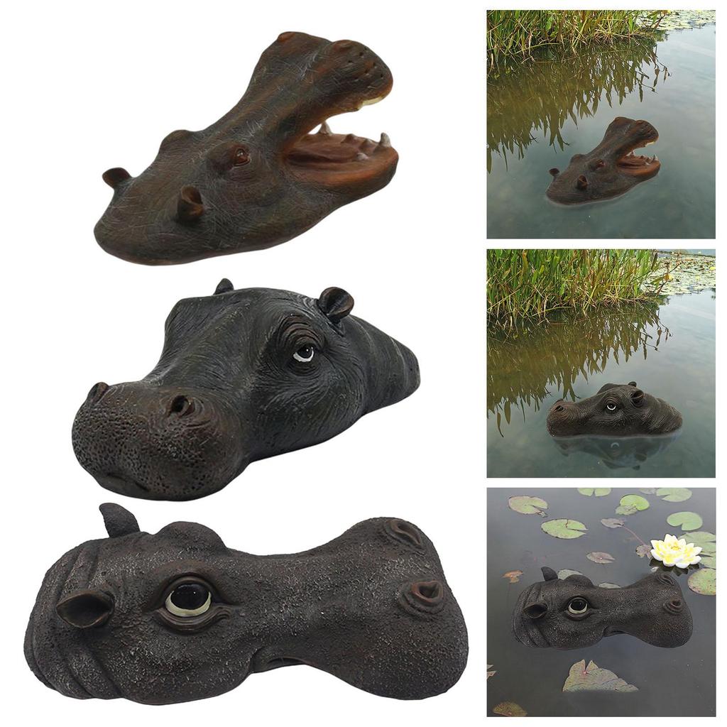 Resin Floating Hippo Head, Art Ornaments, Hippo Pool Floater, Float Hippo Head, Creative Animals Statue, Deterrent Ducks