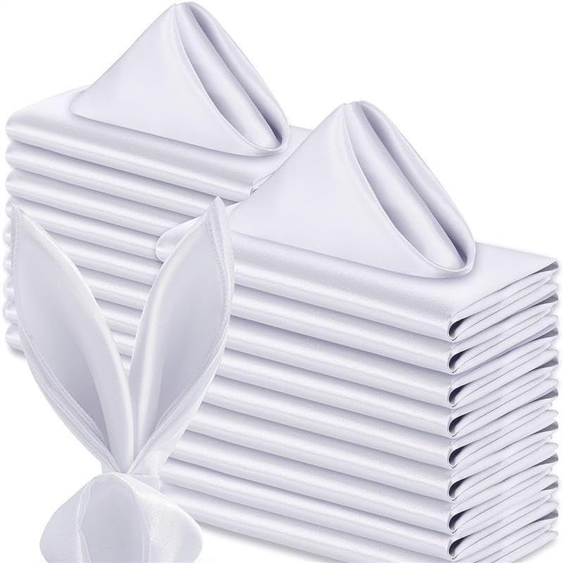 12-piece 20 x 20 inch white satin napkin for wedding, dinner, table setting, restaurant, banquet, graduation part
