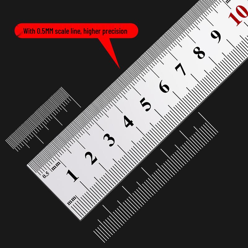 Высокоточная линейка из нержавеющей стали - Длины 15 см/30 см/50 см, Утолщенное железо, Длина 1 метр.