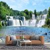 Waterfall Wall Mural Flowing Water Large Wallpaper Modern 3d Landscape Mural Living Room Background Decor Wallpaper