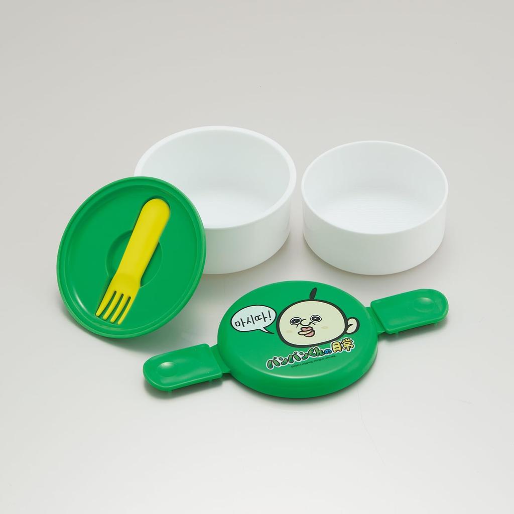 Skater Bento Round Rice Ball Case with 500ml Made in Microwave Daily Box, Antibacterial, Two-Tier, Fork, Capacity, Japan, Safe, "Panpan-kun's Life"