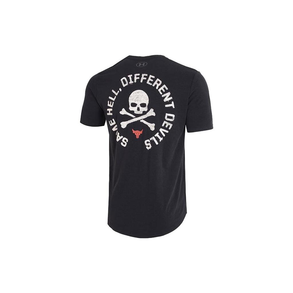 Under Armour Винтажная футболка с принтом черепа и букв, с круглым вырезом и коротким рукавом, мужские топы, черная 1370489-001