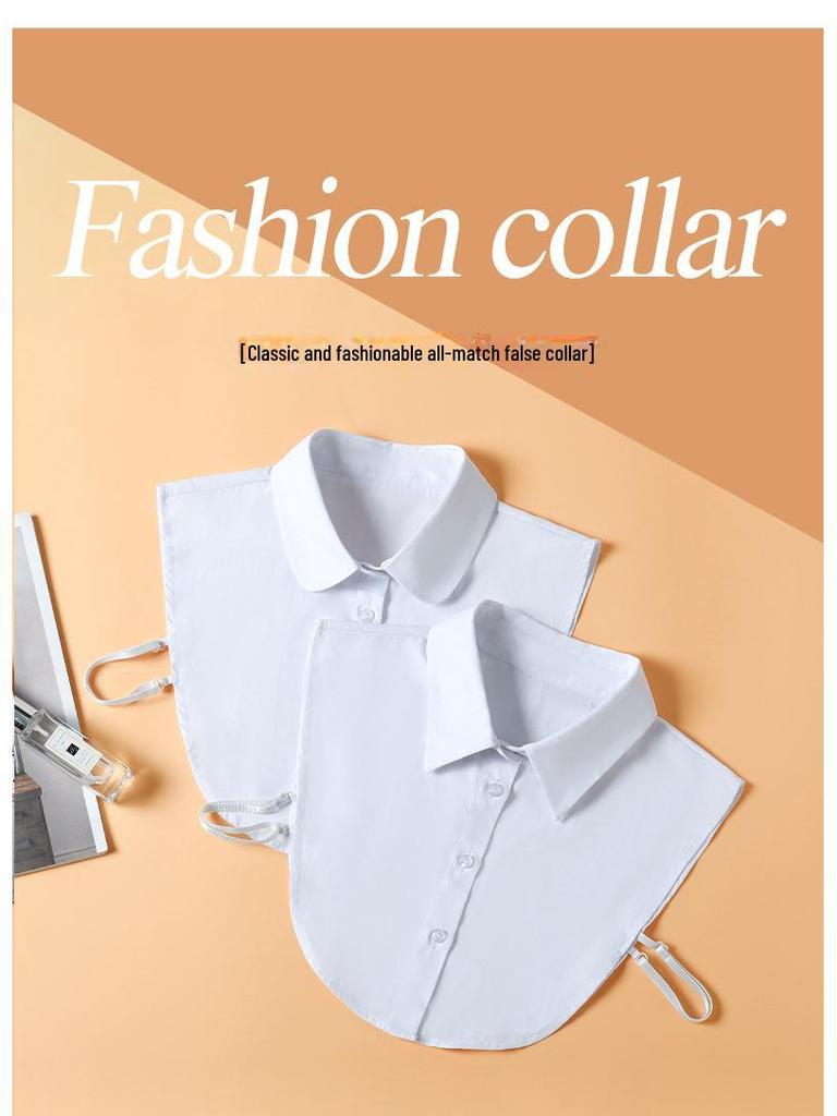 Women's Detachable White Collar: Versatile Square, Stand-Up, or Round Styles In Cotton for Spring/Autumn.