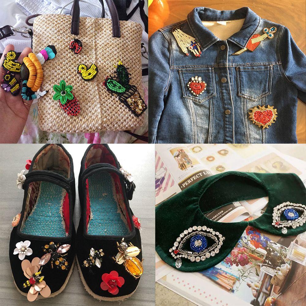 Beaded Rhinestone Apparel Sewing & Fabric Sequin Patches Bee Badge Crystal Applique Sew On Patch