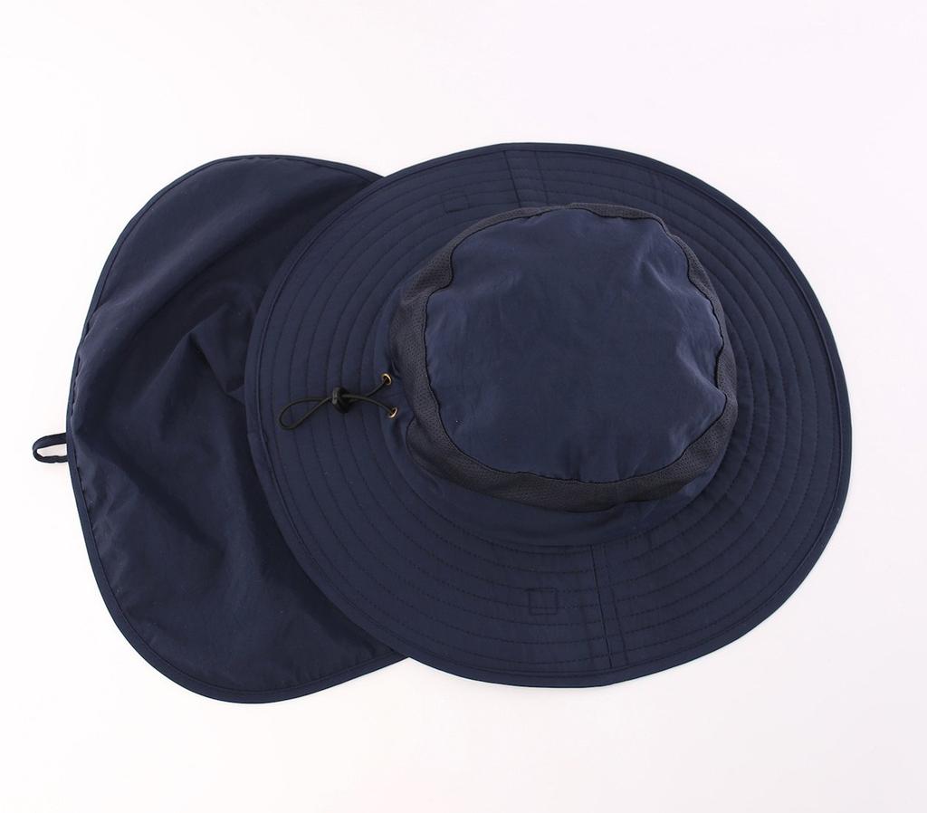 Outdoor Unisex Mesh Safari Wide Sun Farm Work UV Protection Hat [Connectyle] UPF50+ Hat, Brim, Protection, Hat, (Navy Blue)