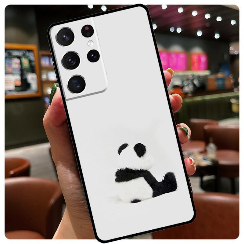 Cute Cartoon Panda Phone Case For Samsung Galaxy S25 Ultra S20 S21 S22 S23 S24 Ultra S9 S10 Plus S25 FE Cover