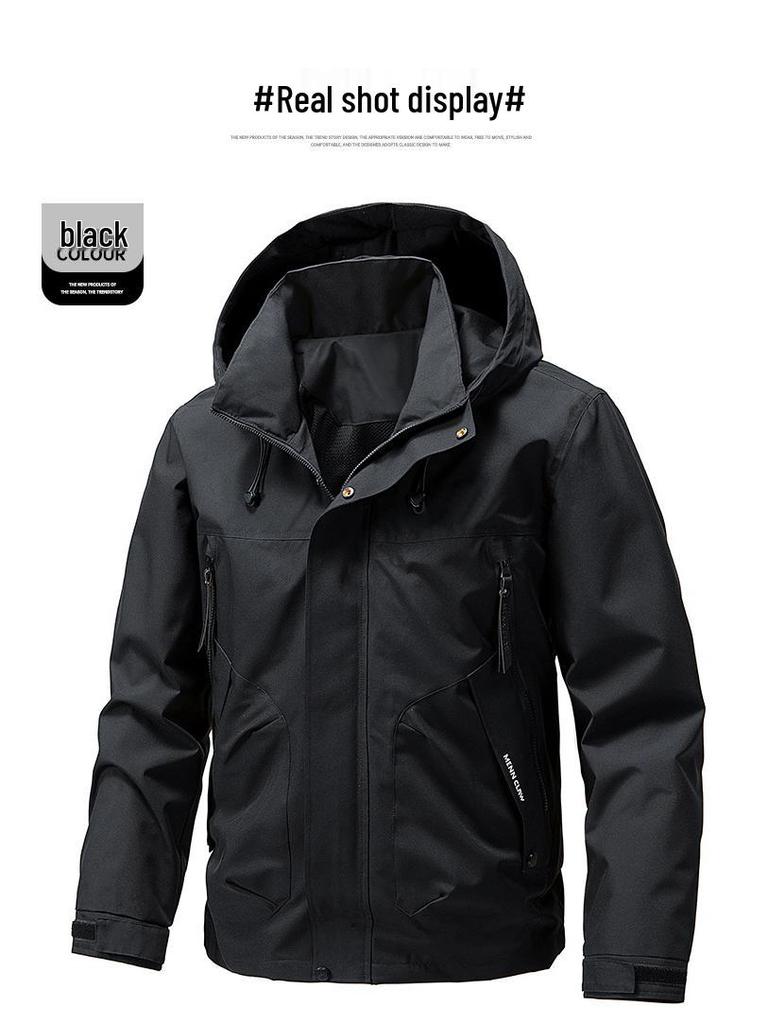 Men's 2025 Spring Trend Hooded Windbreaker: Casual Loose-Fit Workwear Jacket