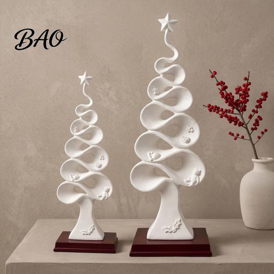 Durable Resin Tabletop Statues Abstract Christmas Tree Figurine, Artistic Spiral Sculpture, Modern Xmas Contemporary Interior Design Accents