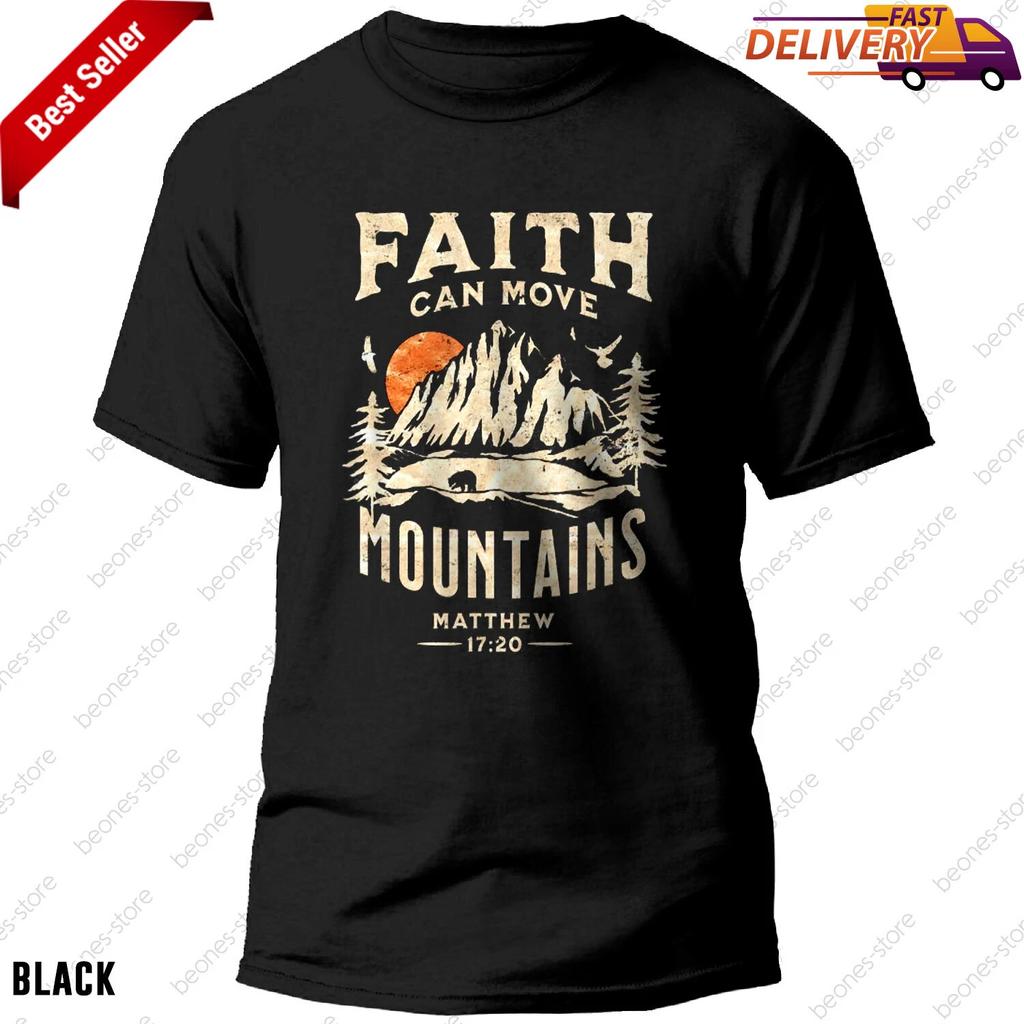 Christian Faith T-shirt Faith Can Move Mountains Vintage Inspirational Gift Tee