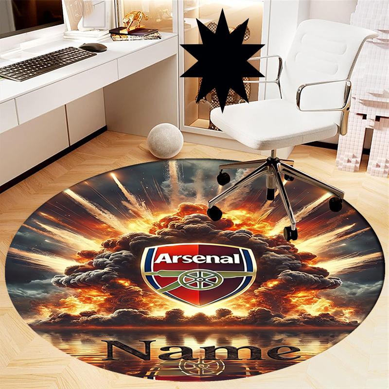 Custom Name Arsenal Football Club Printed Round Rug Carpet Chair Rug Area Rug Entryway Doormats,for Office Chair Living Room Bedroom Kitchen Room.