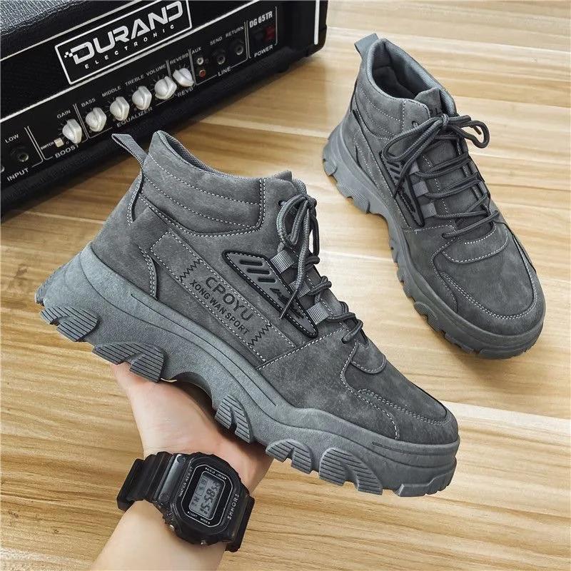 Fashion Men Snow Boots Cotton Thick Soled Lace Up Workwear Shoes Trendy Cold Proof Warm Cotton Shoes Short Boots Ankle Boots2024
