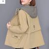 Spring Autumn Loose Casual Pocket Long Sleeved Short Windbreaker Women Hooded Jacket Thin Women Zipper Up Coats Ladies