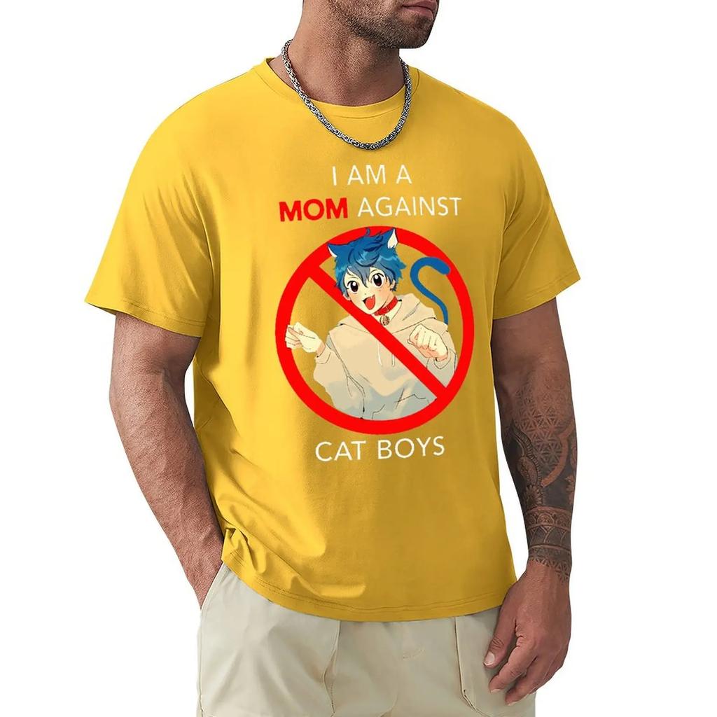 Я мама против котиков, унисекс, кавайная футболка для мужчин и женщин, забавная аниме-футболка для взрослых, симпатичная классическая футболка, хлопковый женский топ