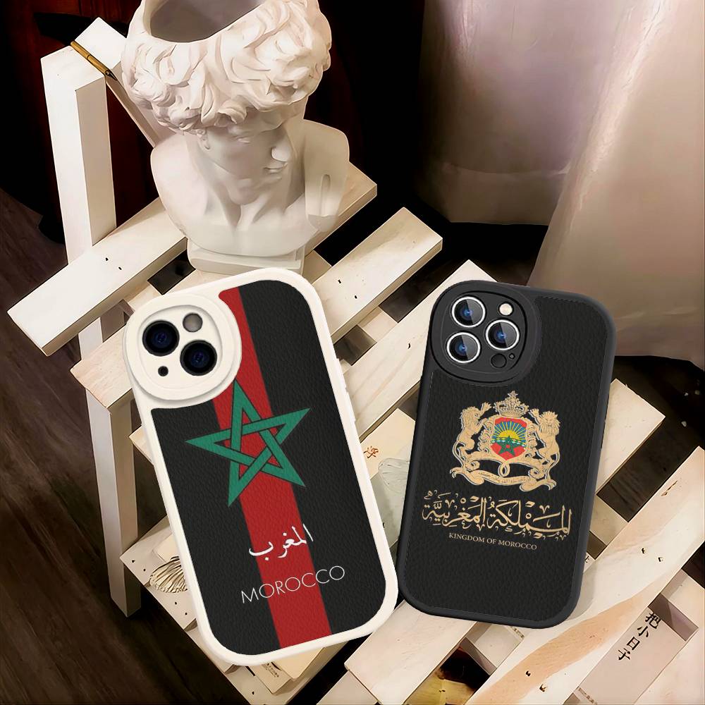 Morocco Map Flag For IPhone 16 15 14 13 12 11 Pro Max Plus Shockproof Leather Soft Phone Cover