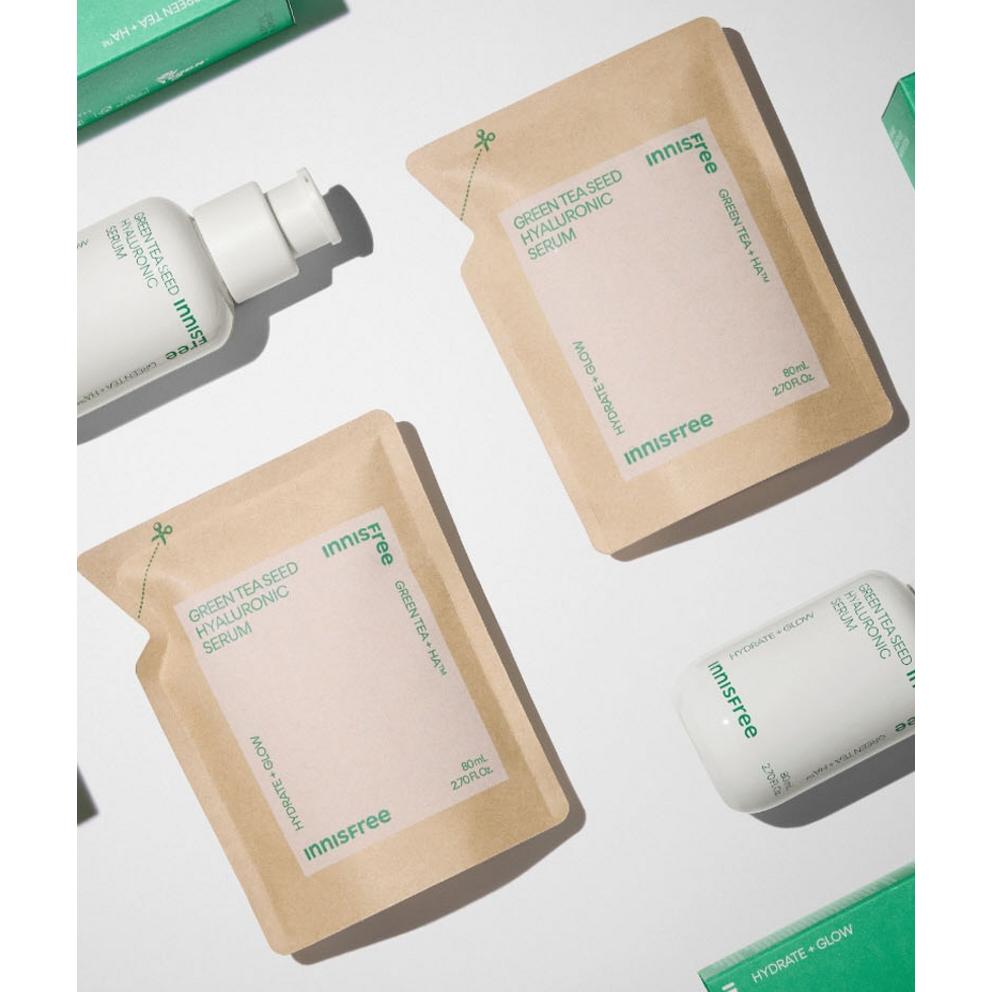 Innisfree Сыворотка с гиалуроновой кислотой и семенами зеленого чая, сменный блок, 80 мл
