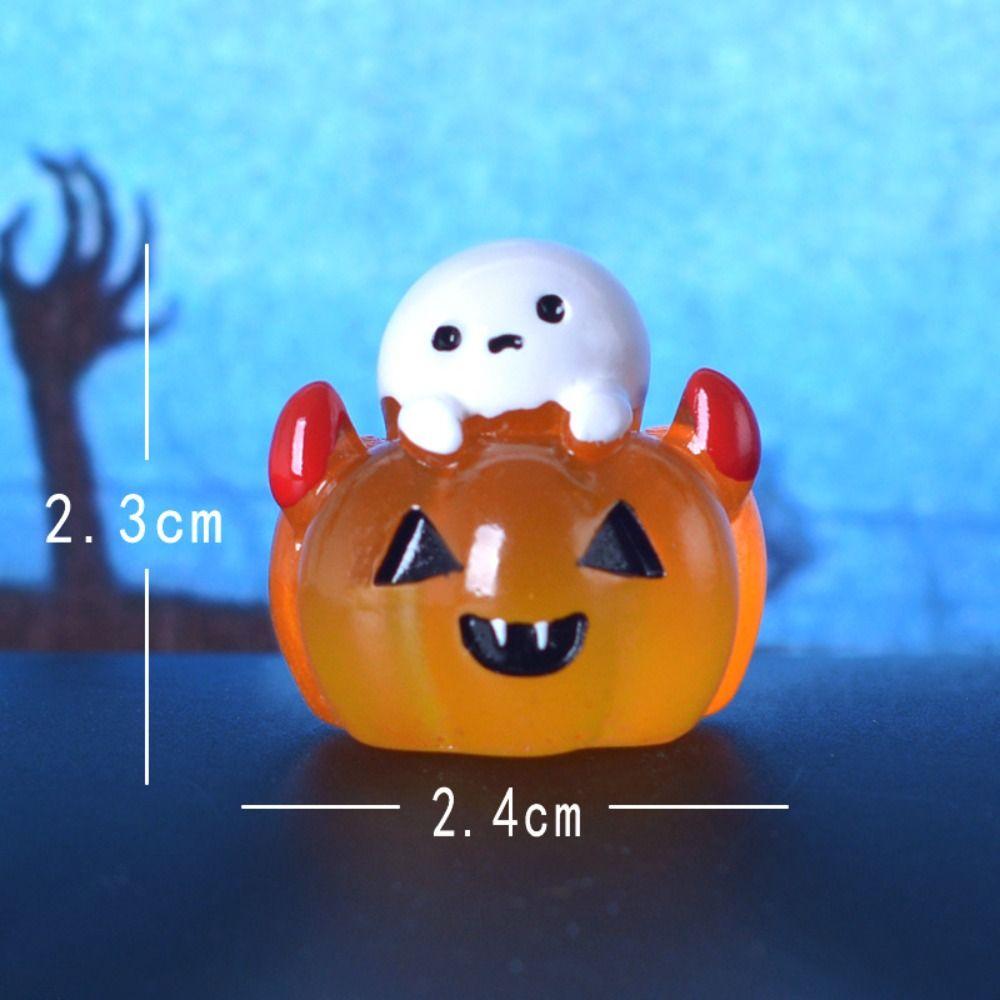 Cartoon Halloween Luminous Ghost Figurines Pumpkin Owl DIY Noctilucent Ghost Ornaments Resin Crafts Festival