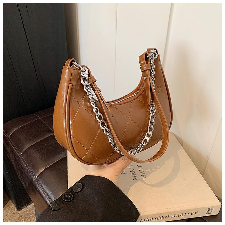 Сумка подмышкой для женщин, новый модный дизайн, цепочка, одно плечо, сумки через плечо, темперамент, дорожные сумки красного цвета в форме полумесяца