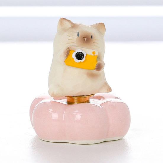 1/6 шт. Украшение-кошка, расписанные вручную фигурки кошек из смолы с вращающимся на 360 градусов дизайном, розовая тыквенная основа, украшение для стола