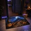 Halloween Pumpkin Bat Floor Mat, Soft Non-Slip Door Rug, Spooky Bathroom Carpet, Scary Entryway Mat, Holiday Home Decoration