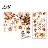 Autumn Pastoral Theme Window Art Static Sticker with Cute Animals & Maple Leaves Removable Harvest Durable Clings for Store Fronts Festival