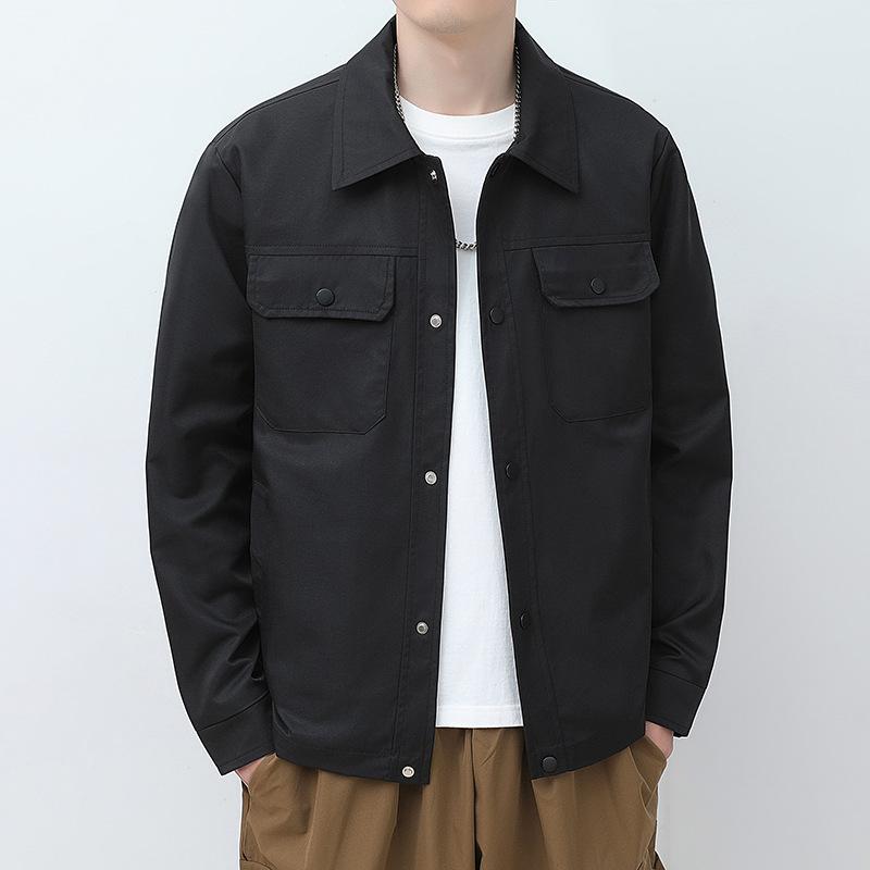 Весенняя новая однотонная куртка мужская повседневная универсальная трендовая модная молодежная куртка большого размера с лацканами