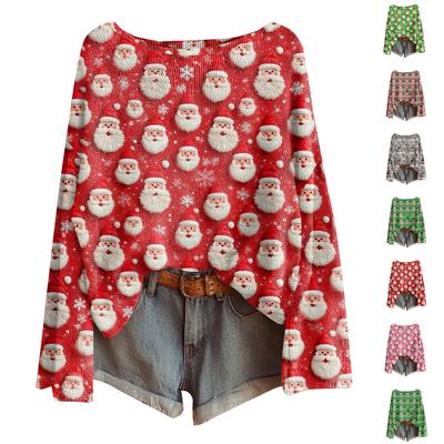 Женская мода с длинным рукавом, рождественский принт «Снеговик-снежинка», куртка, кардиган