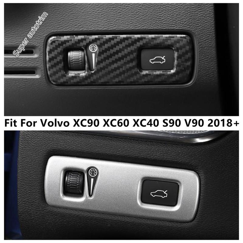 LHD Head Lights Lamp Switch Button Panel Cover Trim For Volvo XC90 XC60 XC40 S90 V90 2018 - 2026 Matte Carbon Fiber Accessories
