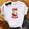 2023 New Women T-Shirt Watermelon One In A Melon Cartoon Printed Top Female T Shirts Harajuku Streetwear O-Neck Short Clothes
