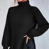 Autumn Winter Turtleneck Women Knitted Sweater New Fashion Long Sleeve Plus Size Split Pullover Sweaters Loose Casual Tops Solid Color Clothing 1681