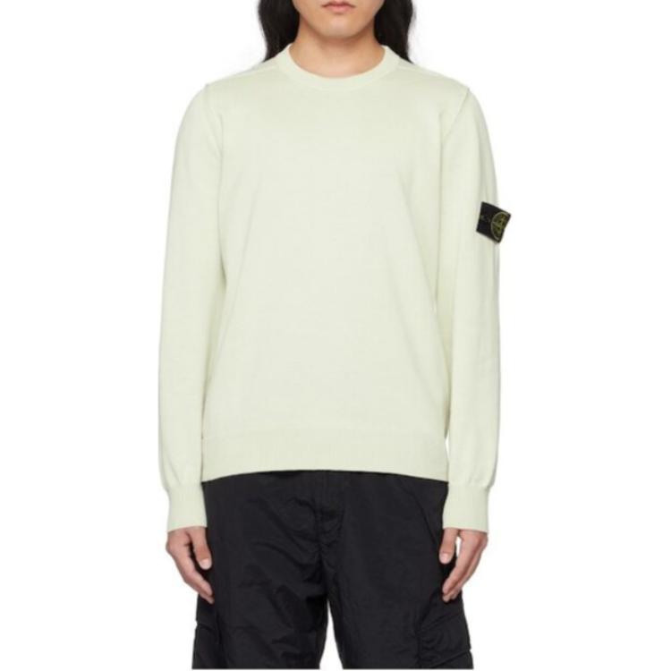STONE ISLAND Футболка с длинным рукавом Фисташковая Мужские Топы Желтый 8015540B2-V0051