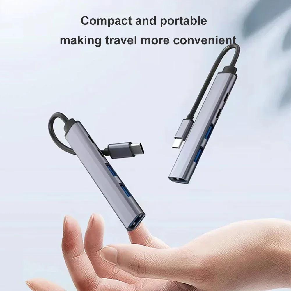 1-3PCS PD 65W Type-C To USB 3.0 Hub 5-Port OTG Multi-Port Splitter Adapter Compatible with MacBook Pro 13/15/Air/Pro Computers