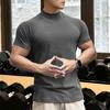 Men Fitness T-shirts Slim Fit Turtleneck Short Sleeve Undershirt Gym Fitness Tee Casual Base Layer Muscle Top for Workout Travel Office