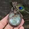 Aquamarine Gemstone Copper Wire Wrap Jewelry Pendant 2.96