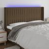 LED Headboard Dark Brown 163x16x118 128 cm Fabric