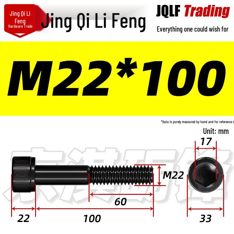 M20-M27 High Strength Blackened Hex Socket Head Cap Screw with Knurled Cylindrical Half Thread