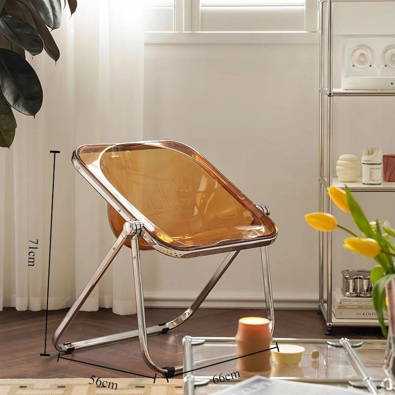 Living Room Chairs Simple Folding Modern Portable Chairs Bedroom Metal Bench Legs Acrylic Vanity Chair Stool Home Furnitures