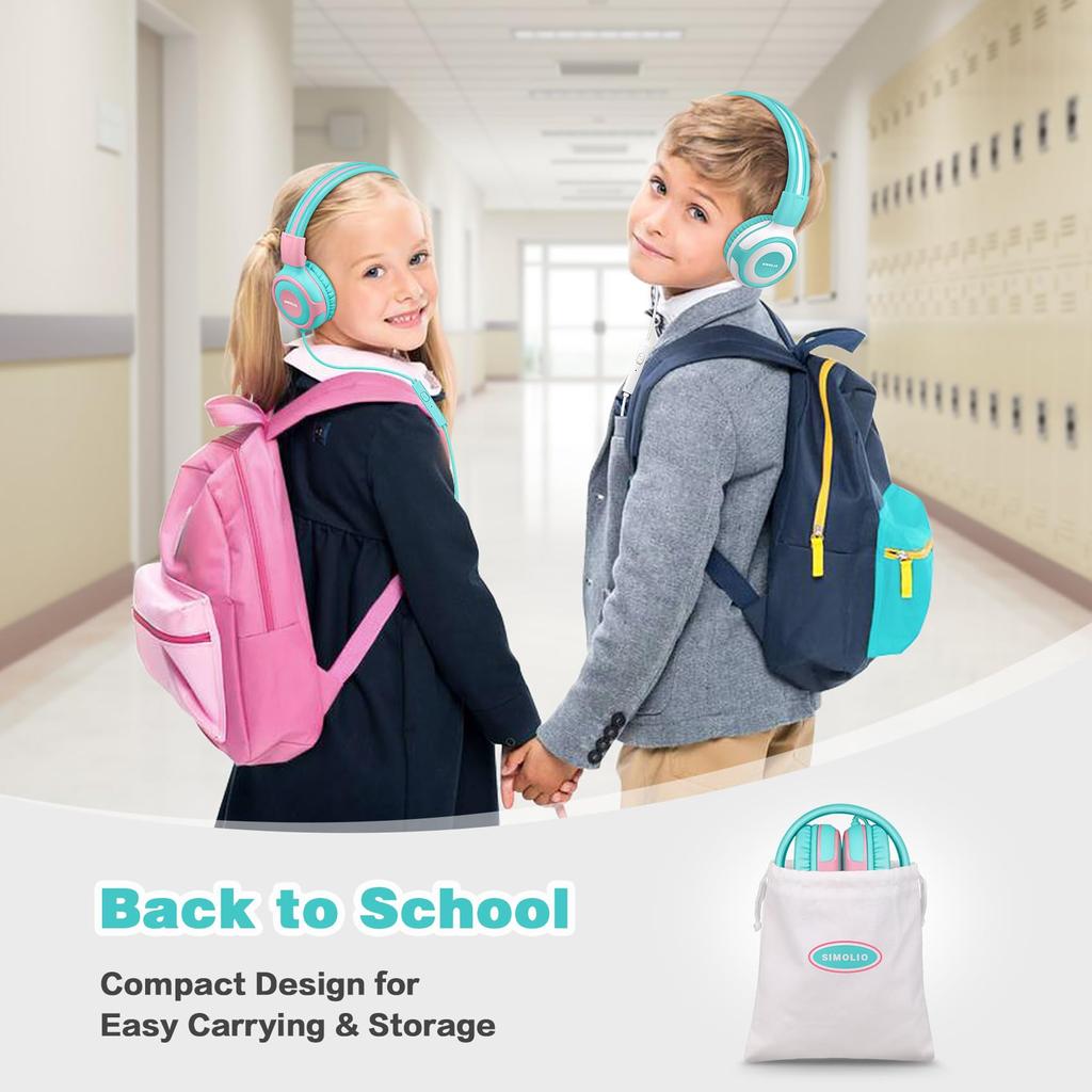Детские наушники SIMOLIO с микрофоном 75 дБ 85 дБ 94 дБ Ограничение громкости Share Port Детские наушники для малышей Прочные проводные наушники с сумкой для мальчиков и
