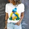 2024 Fashion Trend New Simple Short Sleeved Top Summer Loose Casual Crewneck T-shirt Peacock Print Women's White T-shirt