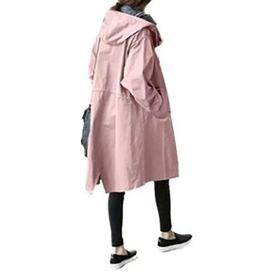 Женский тренч с длинным рукавом, хлопковая куртка-худи, куртка-ветровка оверсайз, свободного кроя, осенняя верхняя одежда