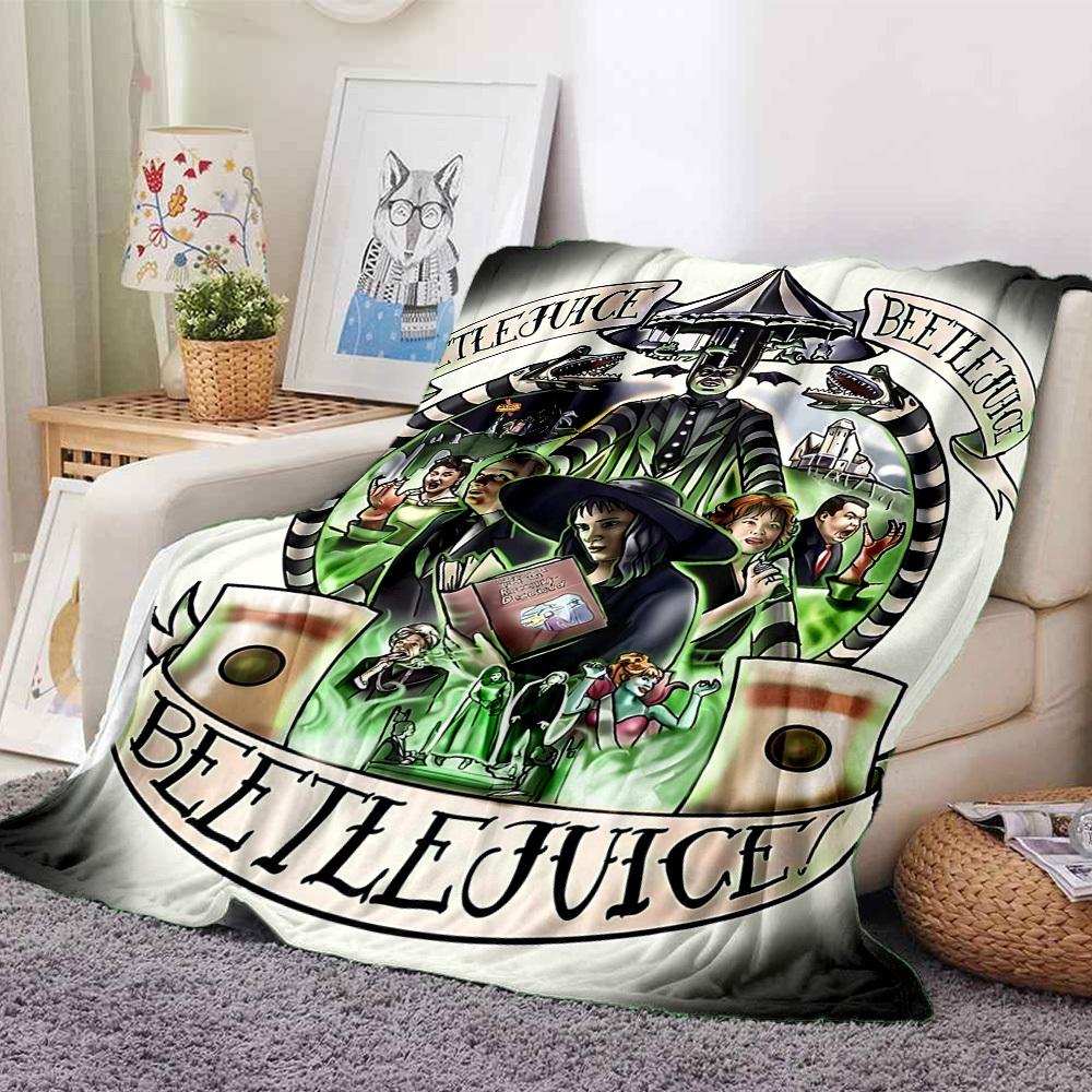1pc Beetlejuice Blanket Lightweight Flannel Throw For Sofa, Bed, Travel, Livingroom, Office, Couch, Chair, And Bed