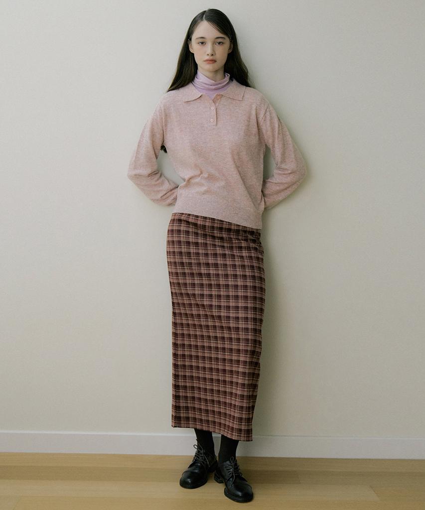 REORG Eot Soft Button Collar Knit Pinky Berry