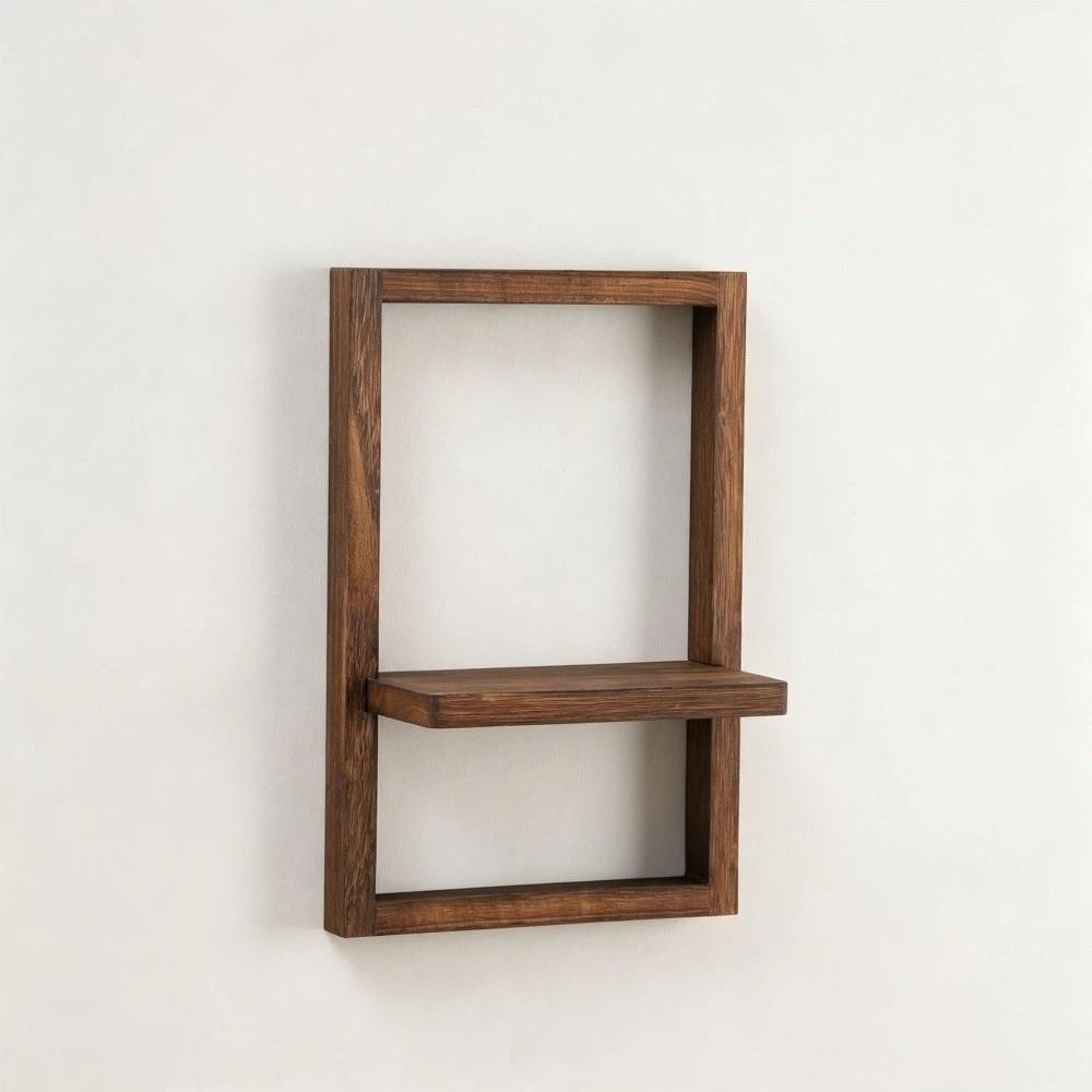 Decorative Wooden Wall Shelf Square Storage Rack Versatile Plant Display Rack Flower Vases