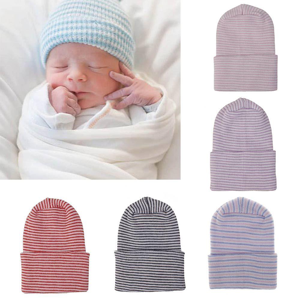 Cotton Nursery Cap Infant Striped Fetal Hat Newborn Hospital Cap Beanie Hat Baby Boy Girl Hat