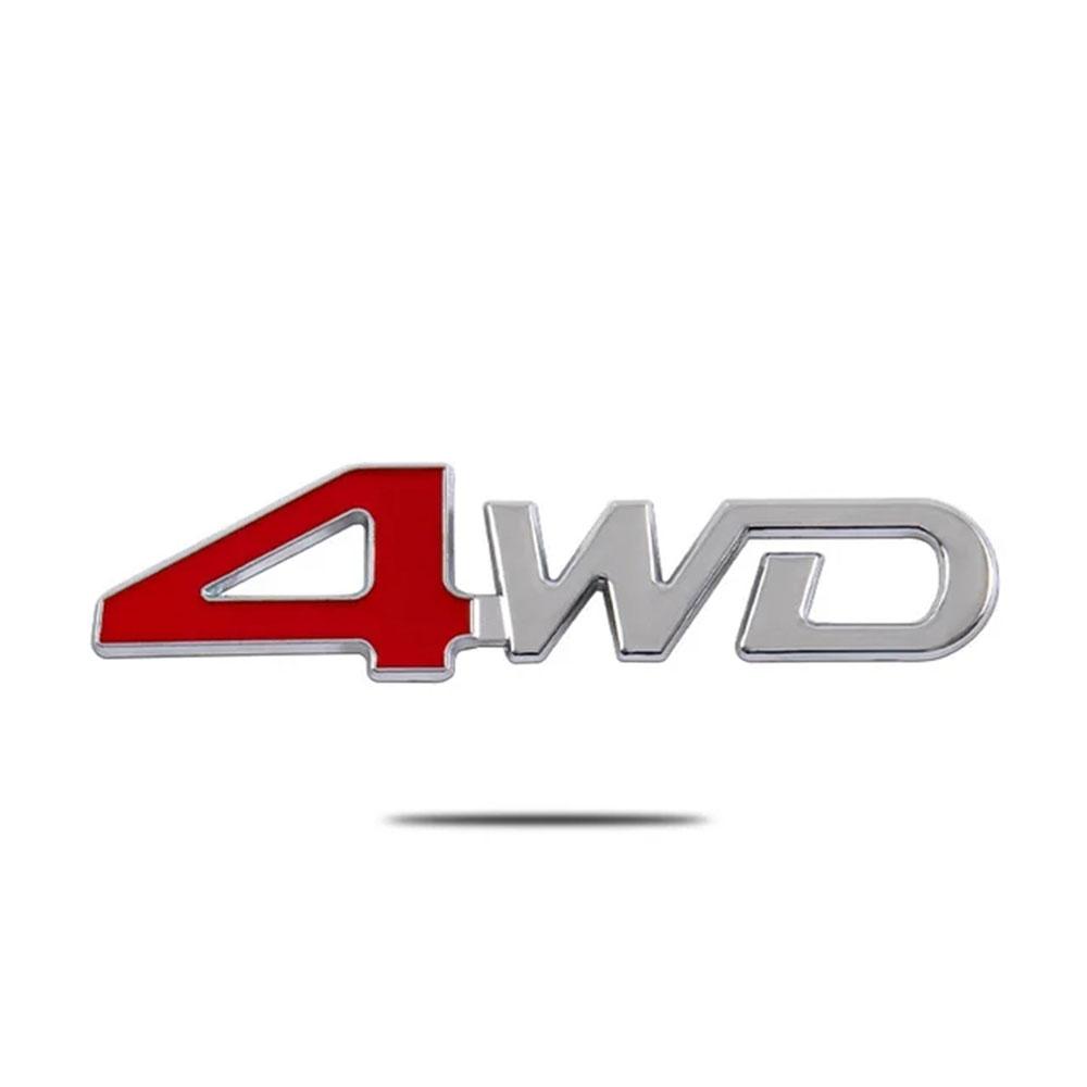 AAWG1 3D Metal Letters 4WD Logo Emblem Car Rear Trunk Sticker Fender Side Decal 4WD Badge Accessories