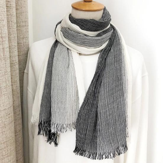 Женский шарф в стиле пэчворк с цветной отделкой из кисточек, шаль с морщинами, мягкий, удобный, терморегулирующий шарф, аксессуар для одежды